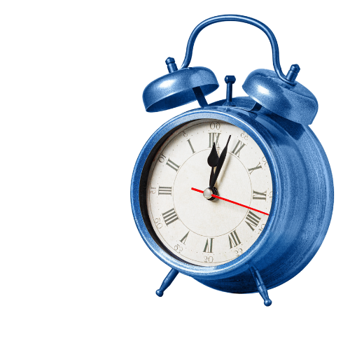 Blue vintage alarm clock with Roman numerals, symbolizing time management and efficiency in business growth strategies.