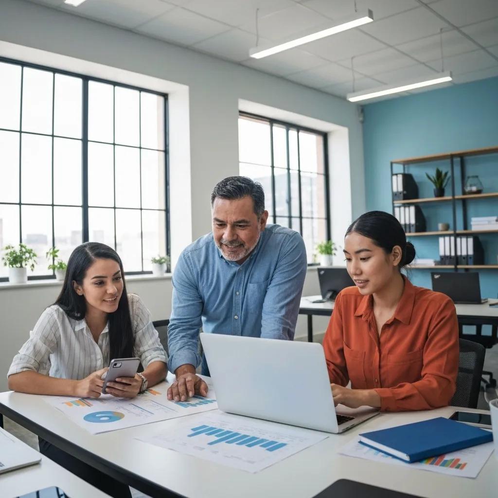 Modern office collaboration illustrating cloud business platform integration