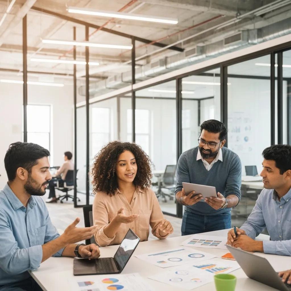Team collaboration in a modern office focused on improving operational efficiency